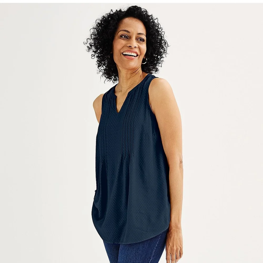 Relaxed Blue Sleeveless Tank Top - Picture 1 of 4